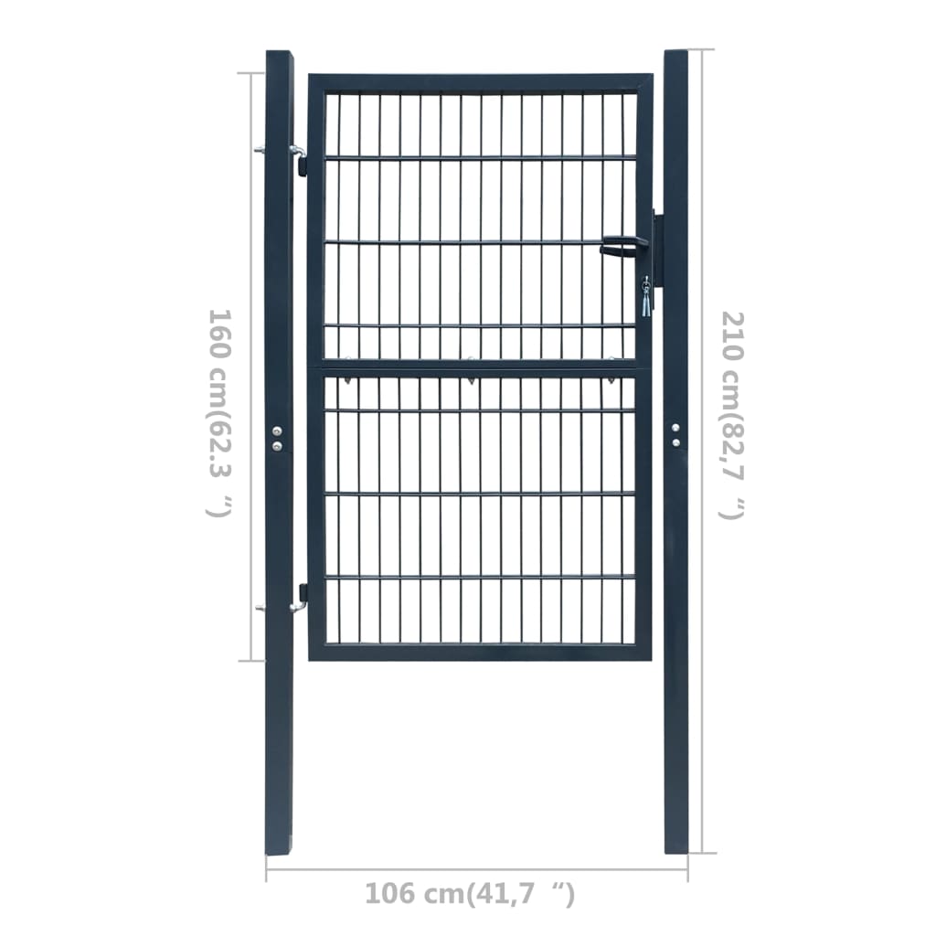 Poort Dubbelstaafmat (Enkel) Antraciet 106 x 210 cm
