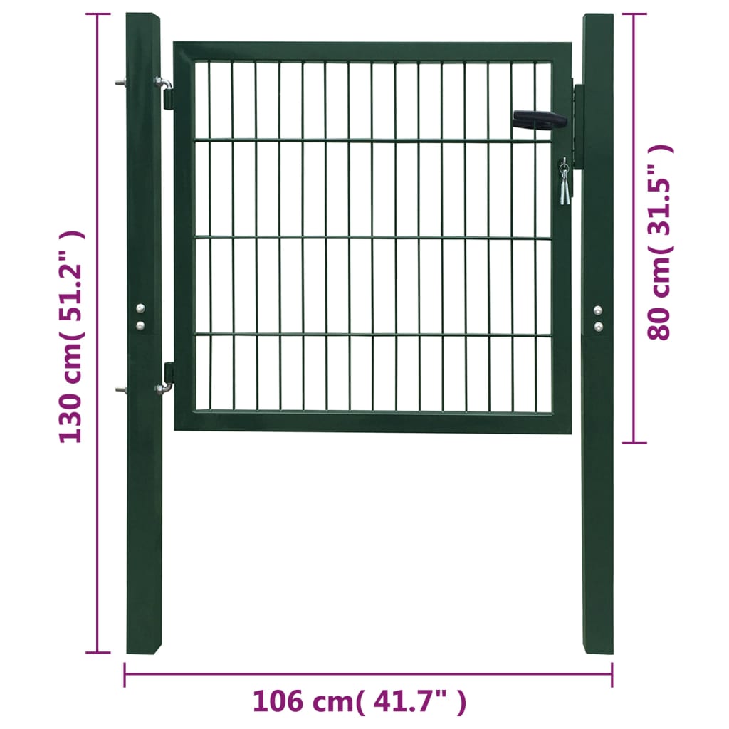 Poort dubbelstaafmat (enkel) 106x130 cm groen 106 x 130 cm Groen