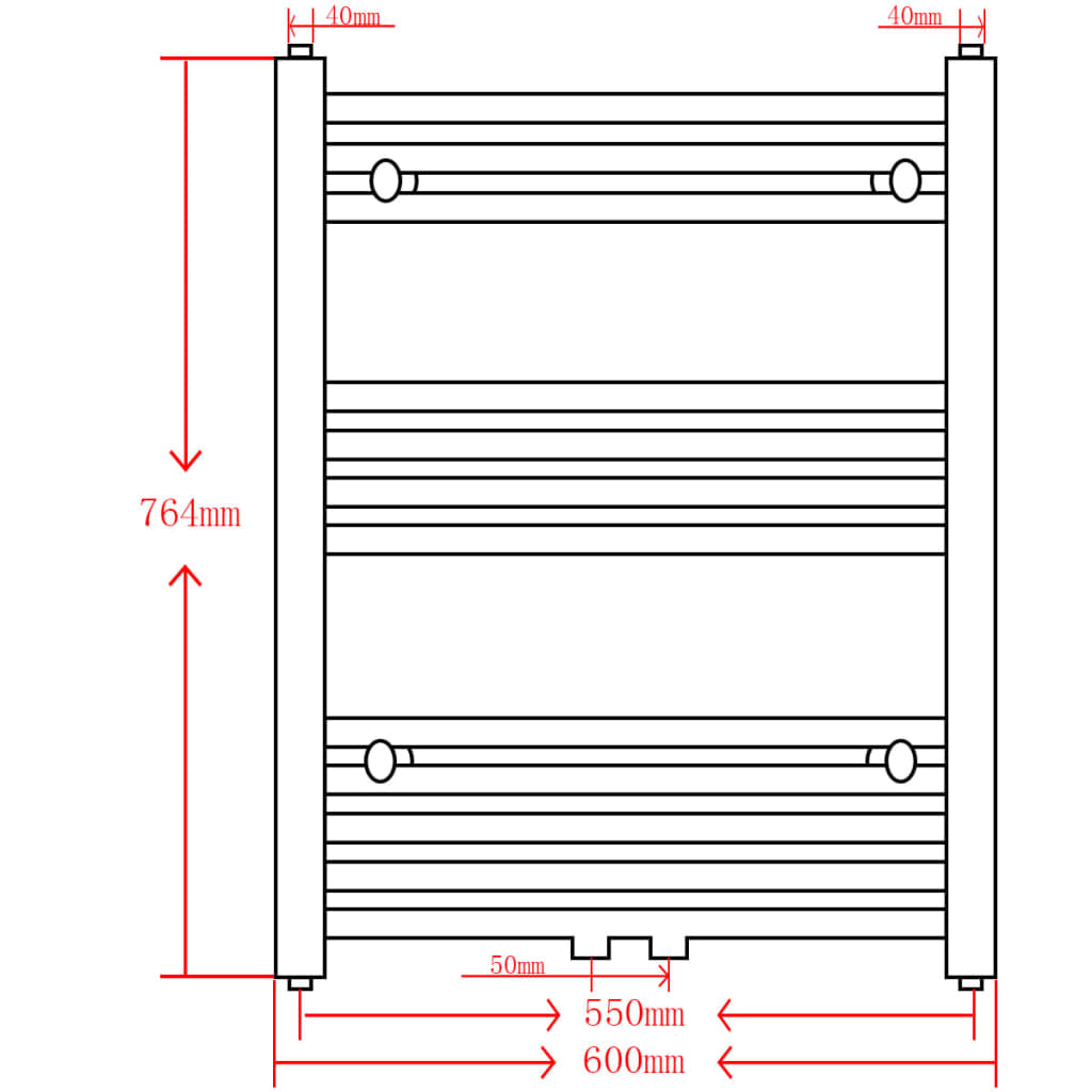 Radiator / Handdoekenrek Zwart 600 x 764 mm Recht