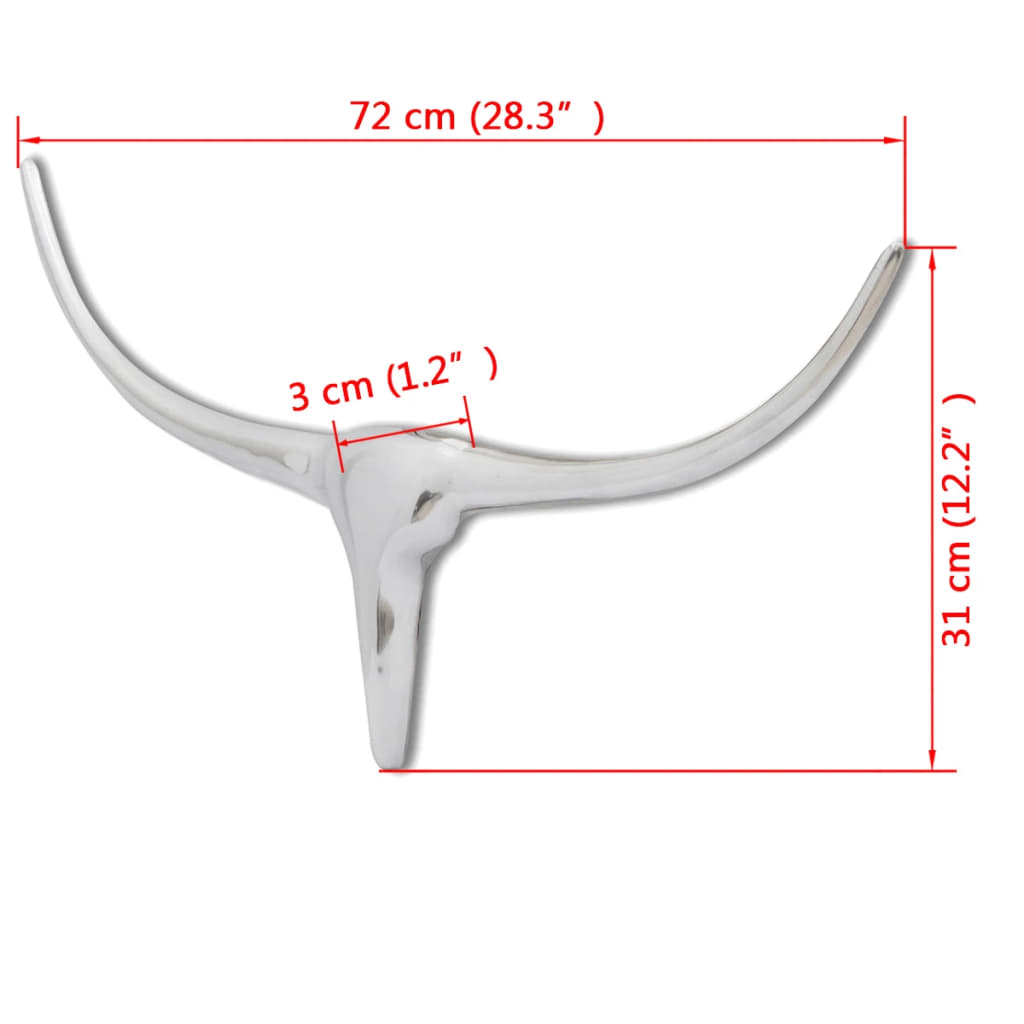 Stierenkop Voor Aan De Muur Aluminium Zilverkleurig 72 cm