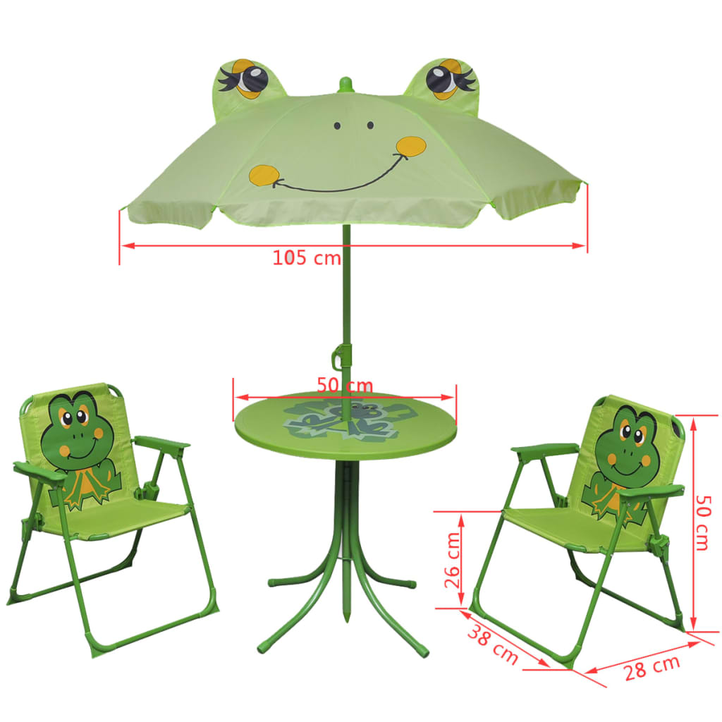 3-Delige Bistroset Voor Kinderen Met Parasol Groen
