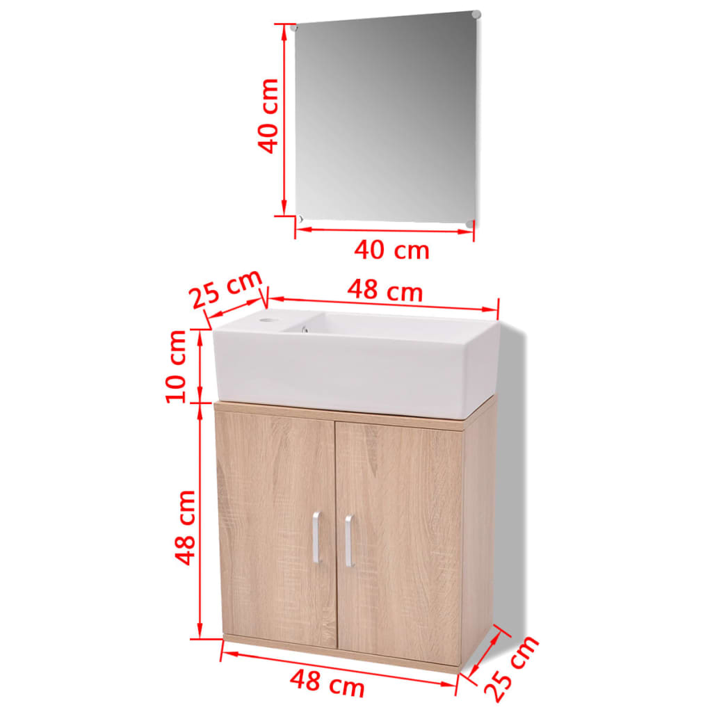 Badkamermeubelset Met Wasbak 3-Dlg Beige Model 2