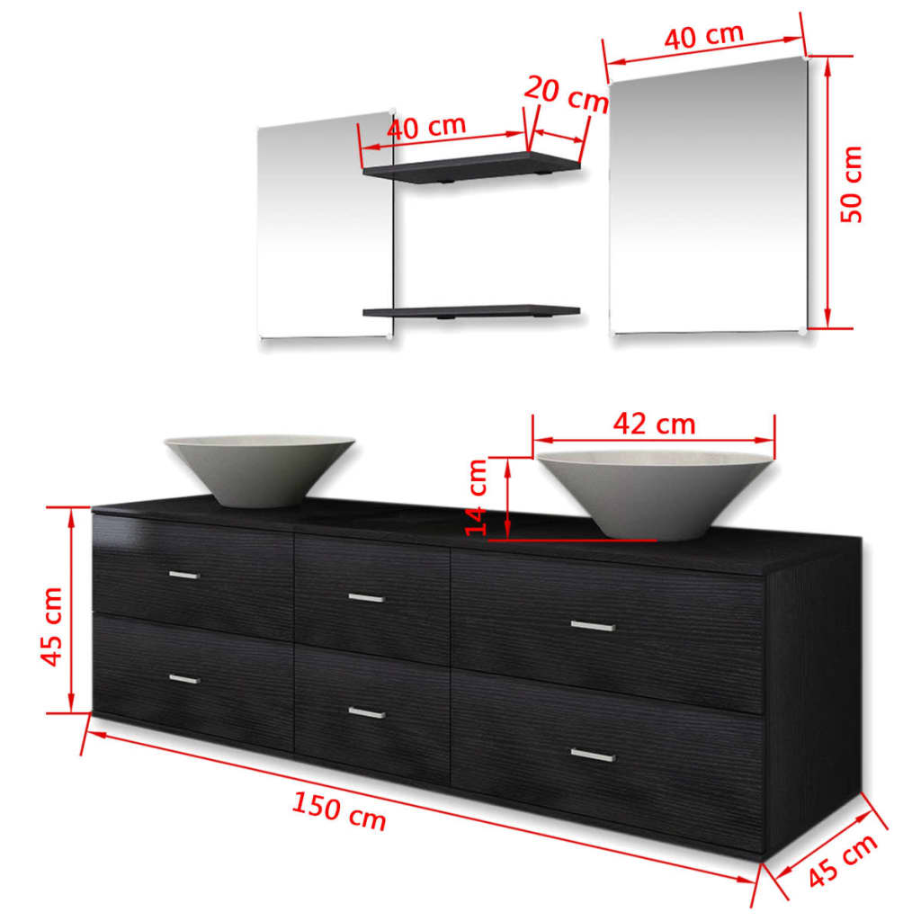 Badkamermeubelset Met Wasbak 7-Delig Zwart Model 4