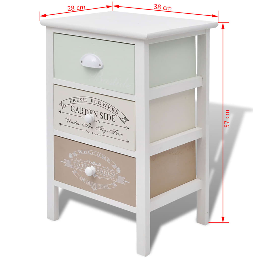 Franse Opslagkast Met 3 Lades Hout 38 x 28 x 57 cm