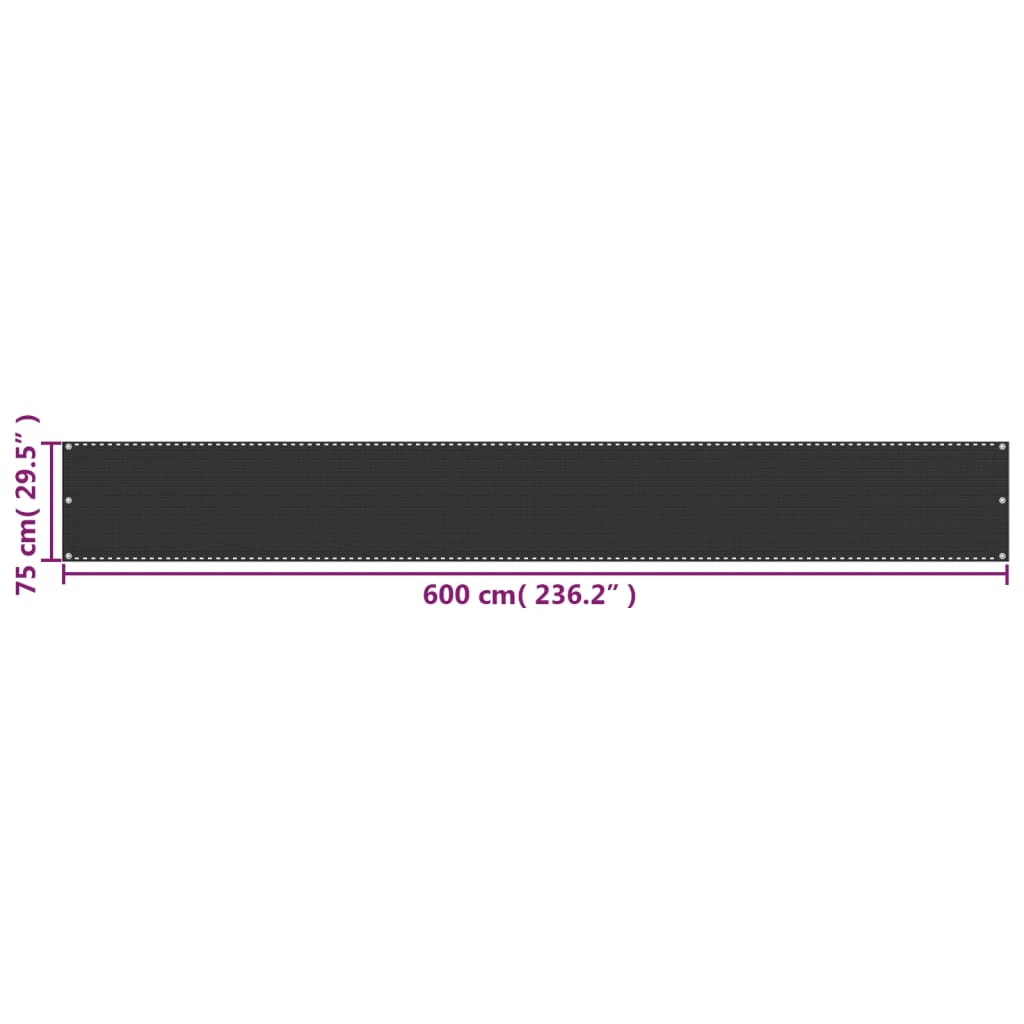 Balkonscherm Hdpe Antraciet 75 x 600 cm