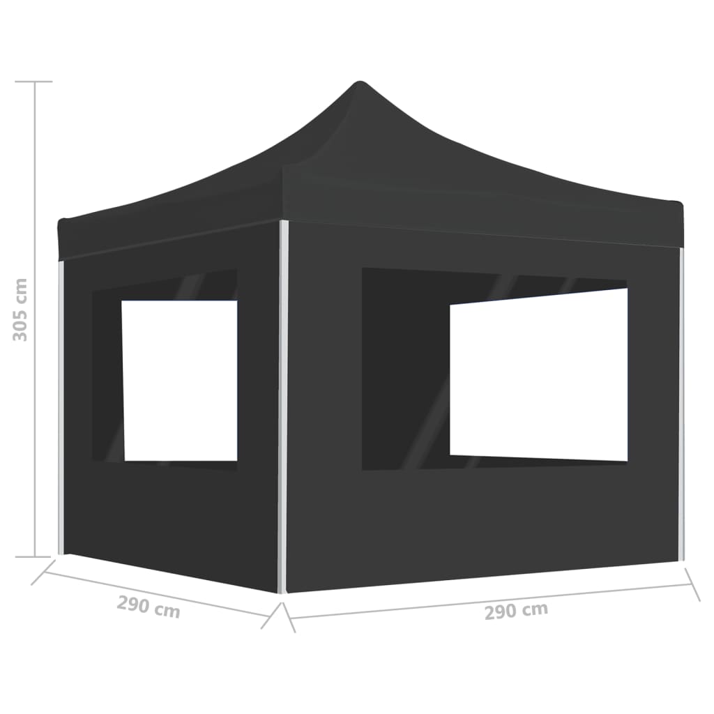 Partytent Inklapbaar Met Wanden 3X3 M Aluminium Antraciet 3 x 3 m