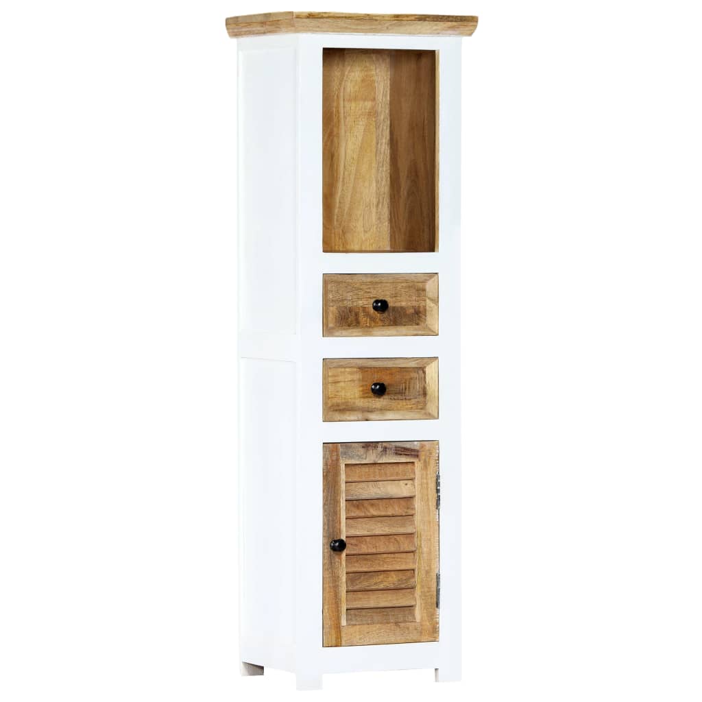Hoge kast 40x30x128 cm massief ruw mangohout wit en bruin