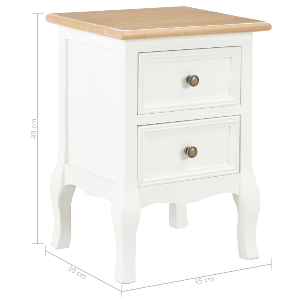 Nachtkastje 2 st 35x30x49 cm MDF wit