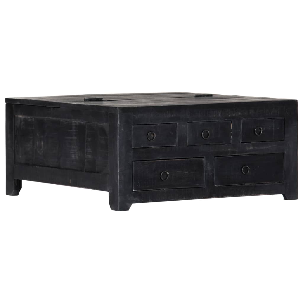 Salontafel 65X65X30 Cm Massief Mangohout Zwart