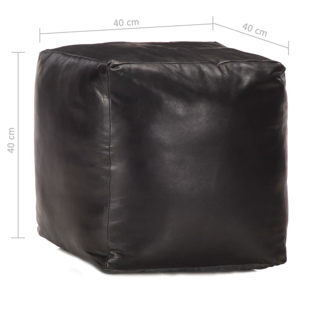Poef 40X40X40 Cm Echt Geitenleer Zwart