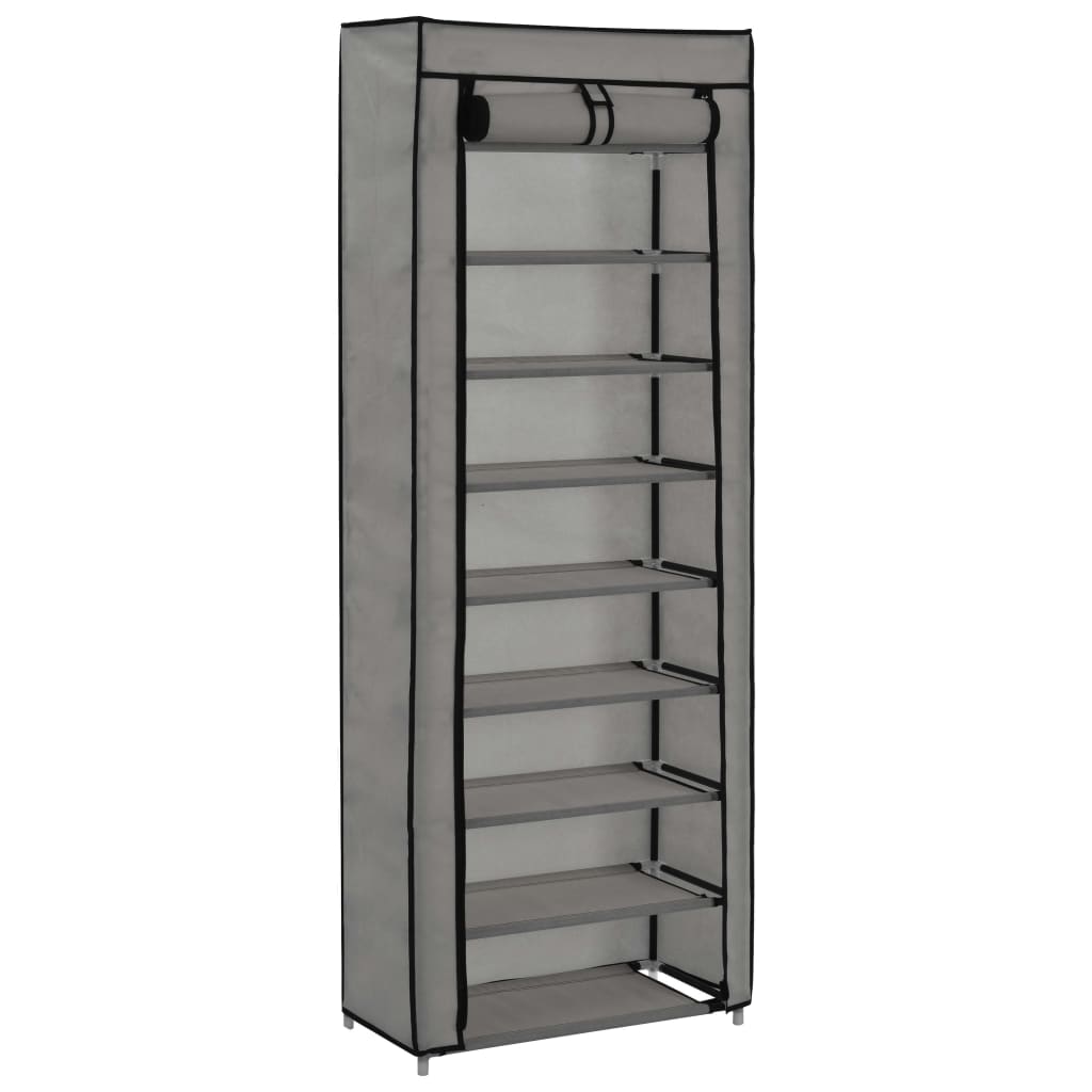 Schoenenkast Met Hoes 57X29X162 Cm Stof Crème