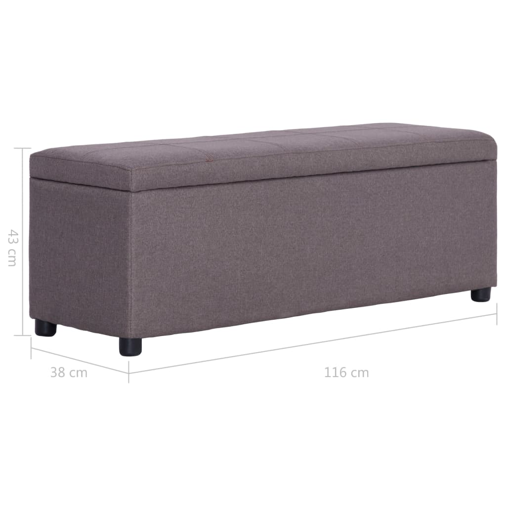 Bankje met opbergvak 116 cm polyester taupe
