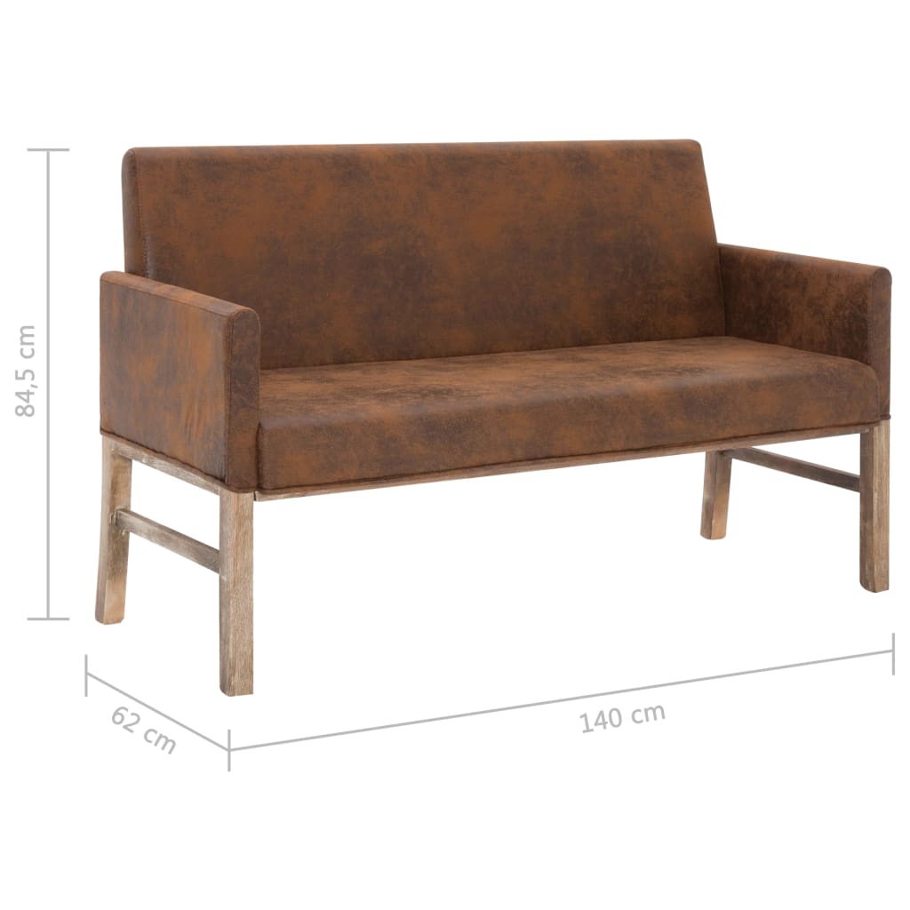 Bankje Met Armleuning 140 Cm Kunstsuède Ja
