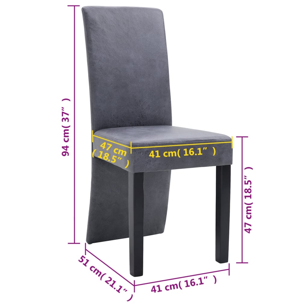 Eetkamerstoelen 4 st kunstsuède grijs