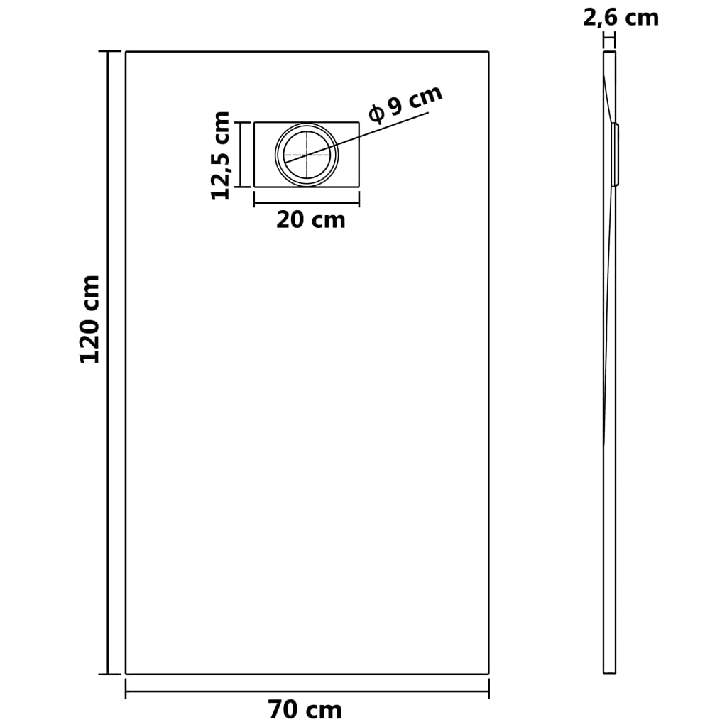 Douchebak 120x70 cm SMC wit 120 x 70 cm Wit