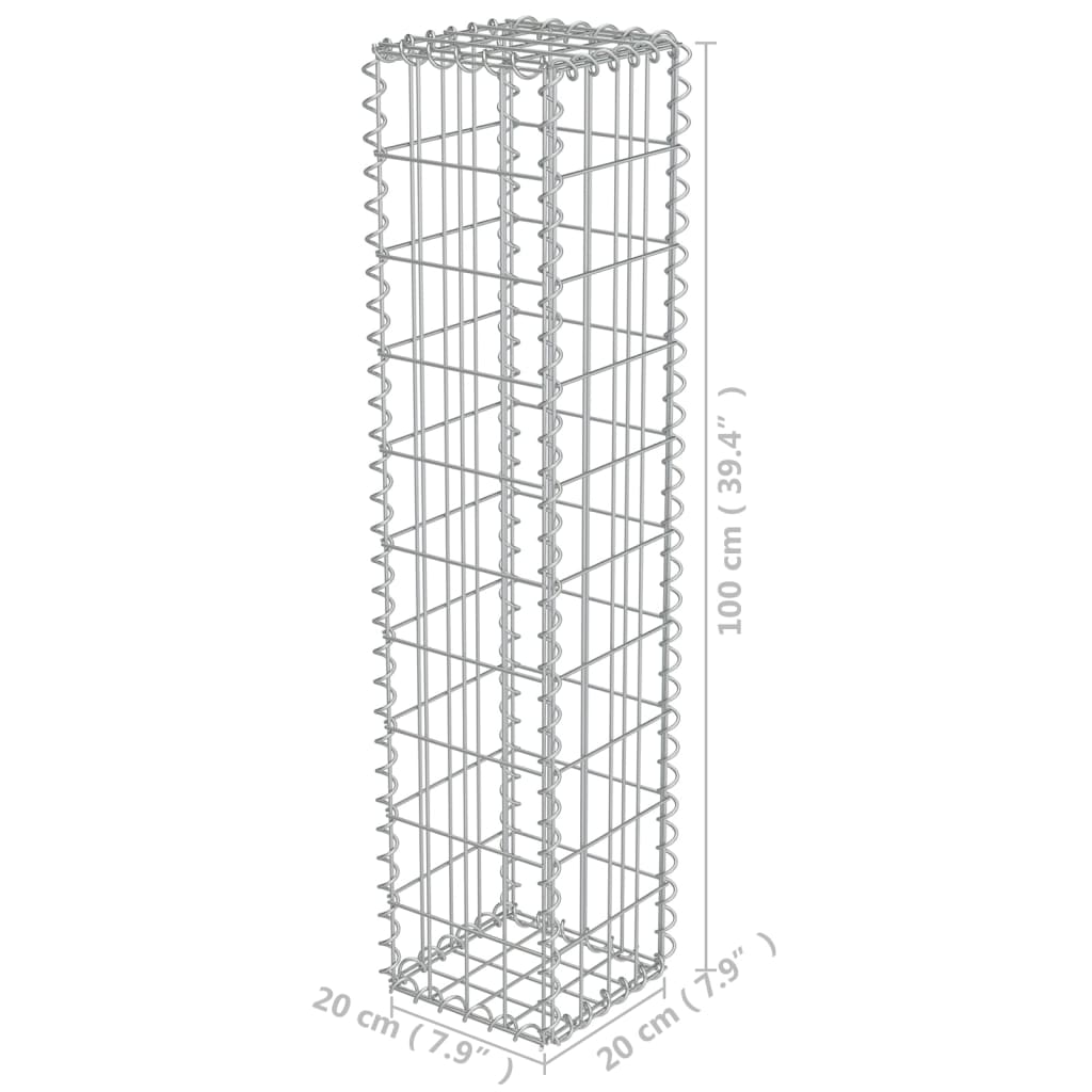 Schanskorfmuur Met Deksels Gegalvaniseerd Staal 20 x 20 x 100 cm