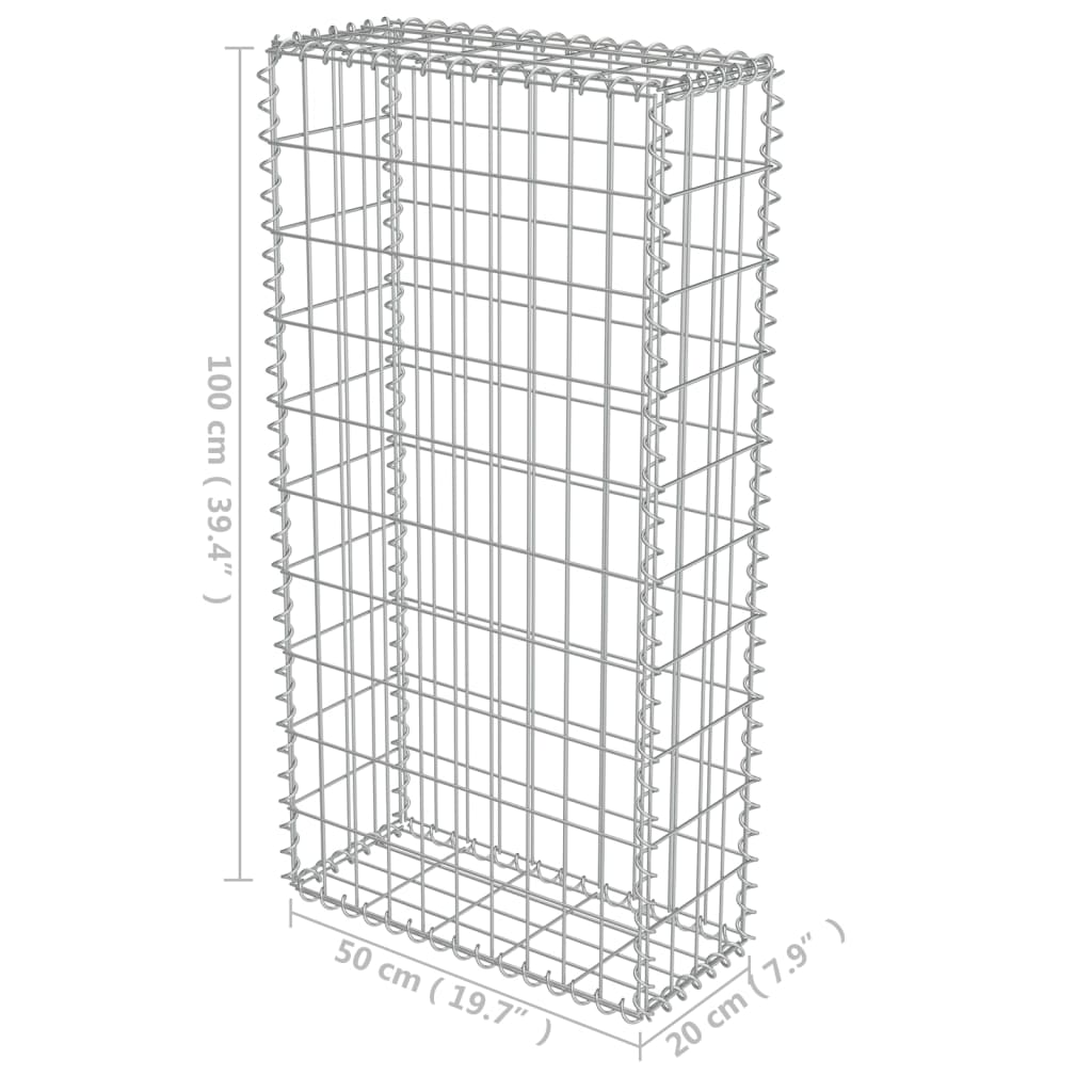 Schanskorfmuur met deksels 50x20x100 cm gegalvaniseerd staal 50 x 20 x 100 cm