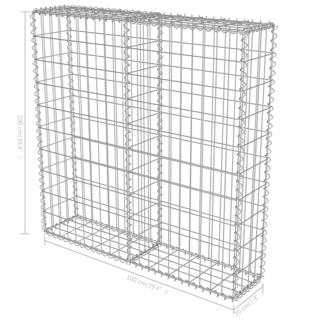 Schanskorfmuur met deksels 100x20x100 cm gegalvaniseerd staal 100 x 20 x 100 cm