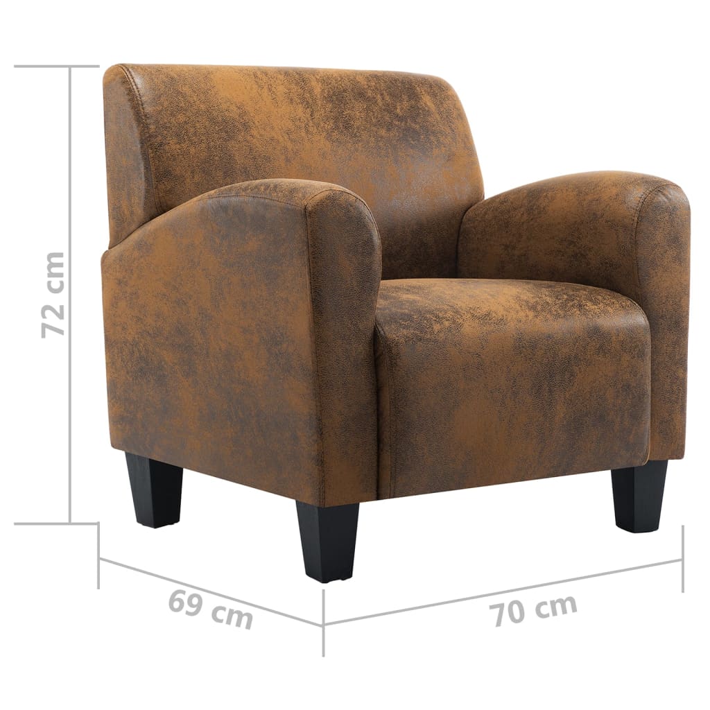 Fauteuil Kunstsuède Bruin