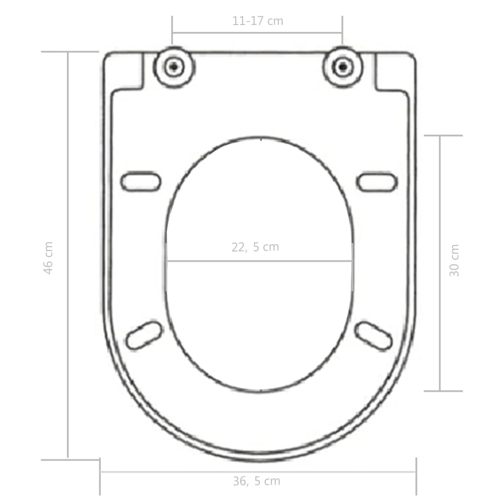 Toiletbril soft-close met quick-release ontwerp wit 46 x 36.5 cm(110 - 170 mm) Wit