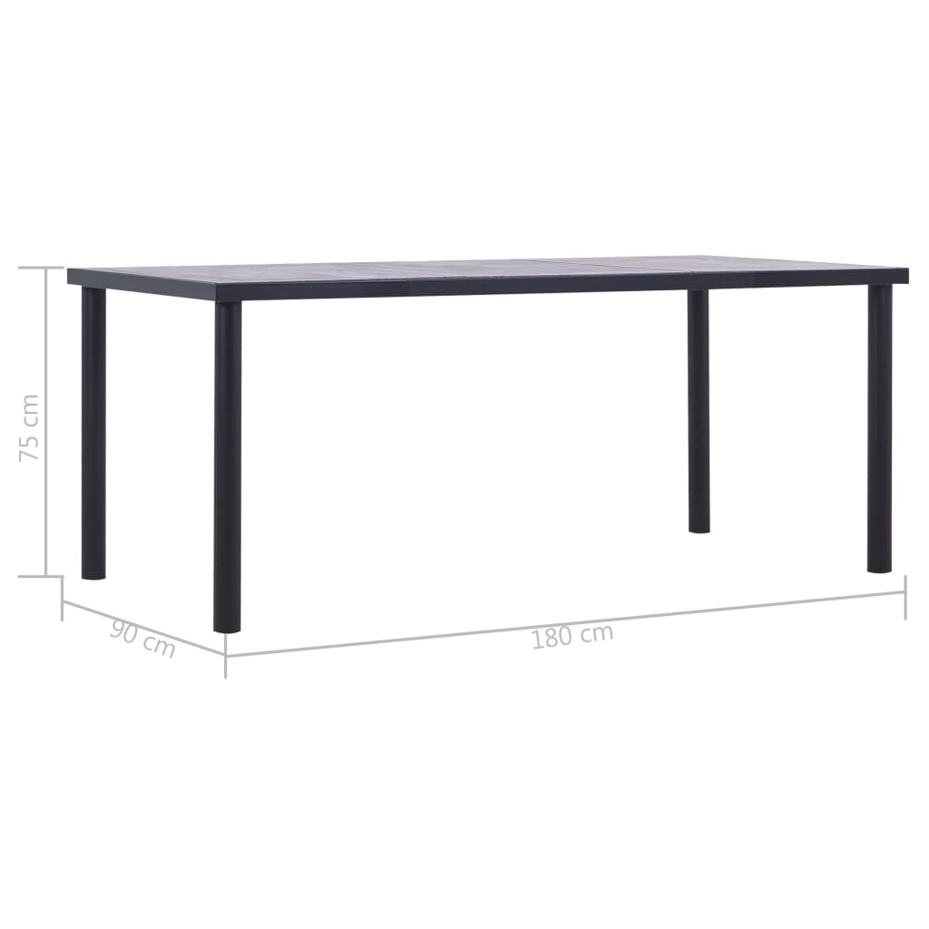 Eettafel 180X90X75 Cm Mdf Zwart En Betongrijs 180 x 90 x 75 cm