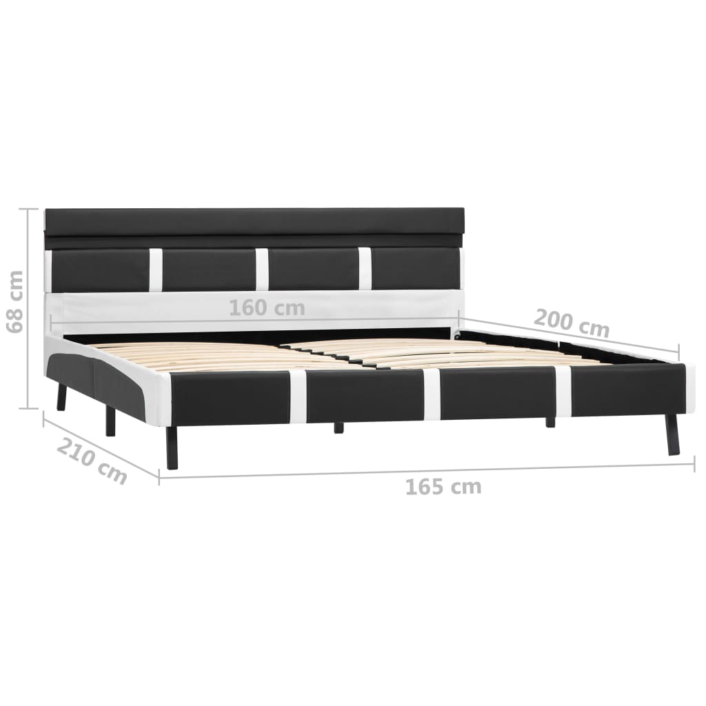 Bedframe Met Led Kunstleer 160 x 200 cm Grijs en wit