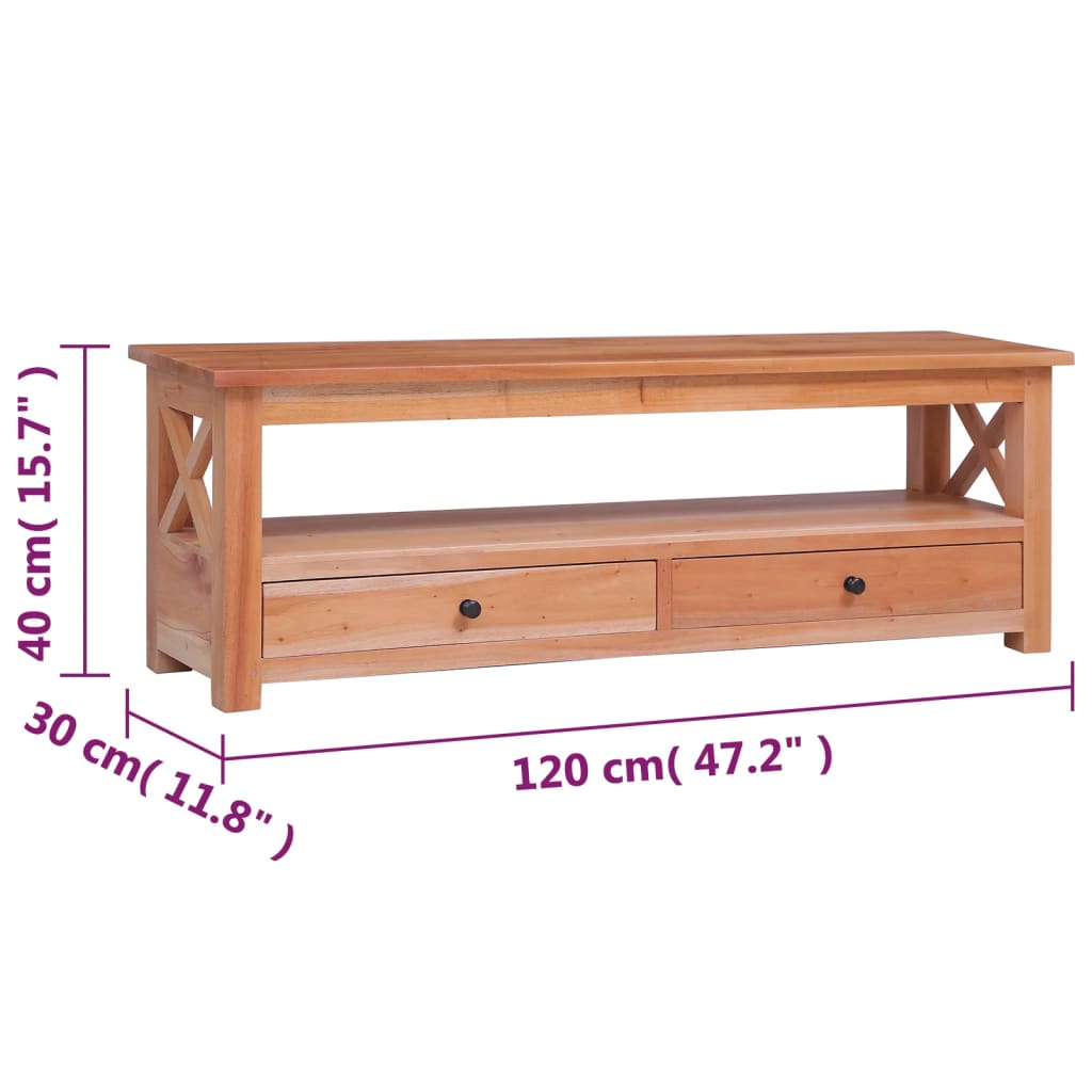 Tv-Meubel Massief Mahoniehout 120 x 30 x 40 cm Naturel