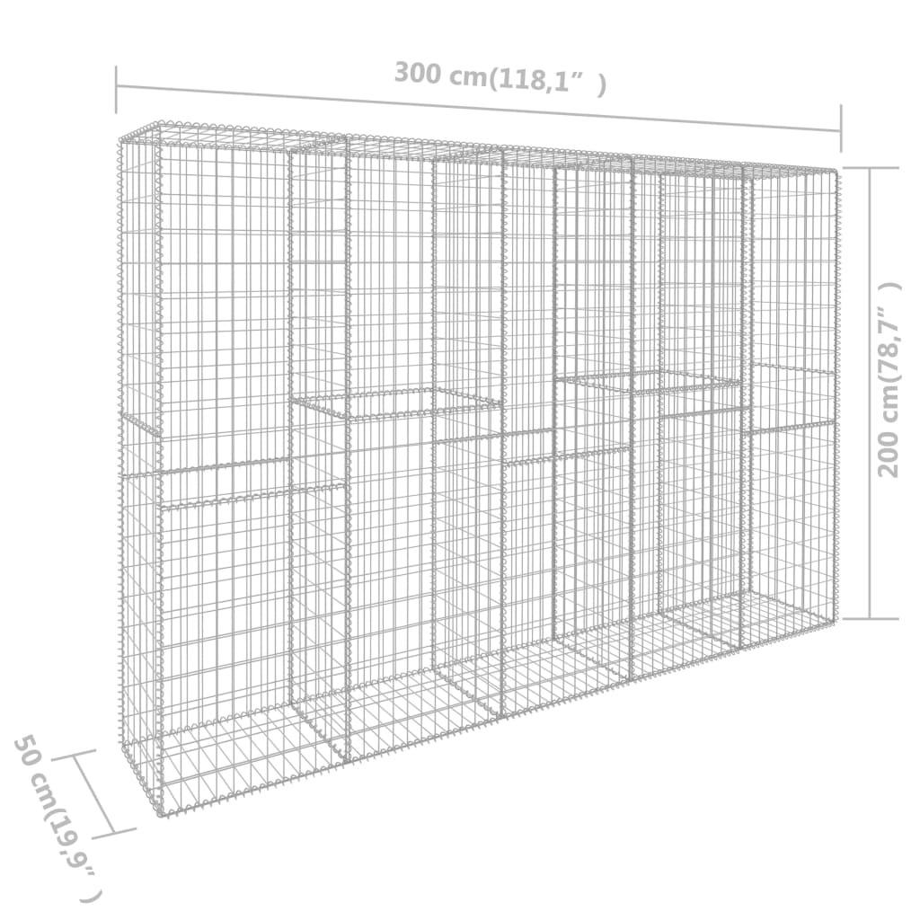 Schanskorfmuur Met Deksel 300X50X200 Cm Gegalvaniseerd Staal