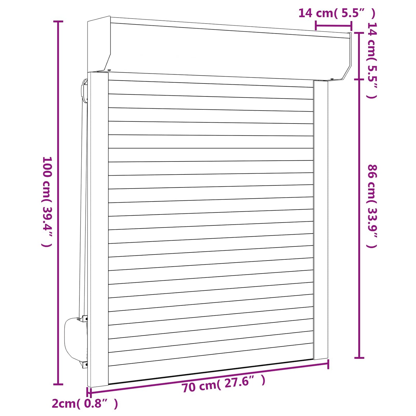 Roljaloezie Antraciet 70 x 100 cm Aluminium en Polyurethaan