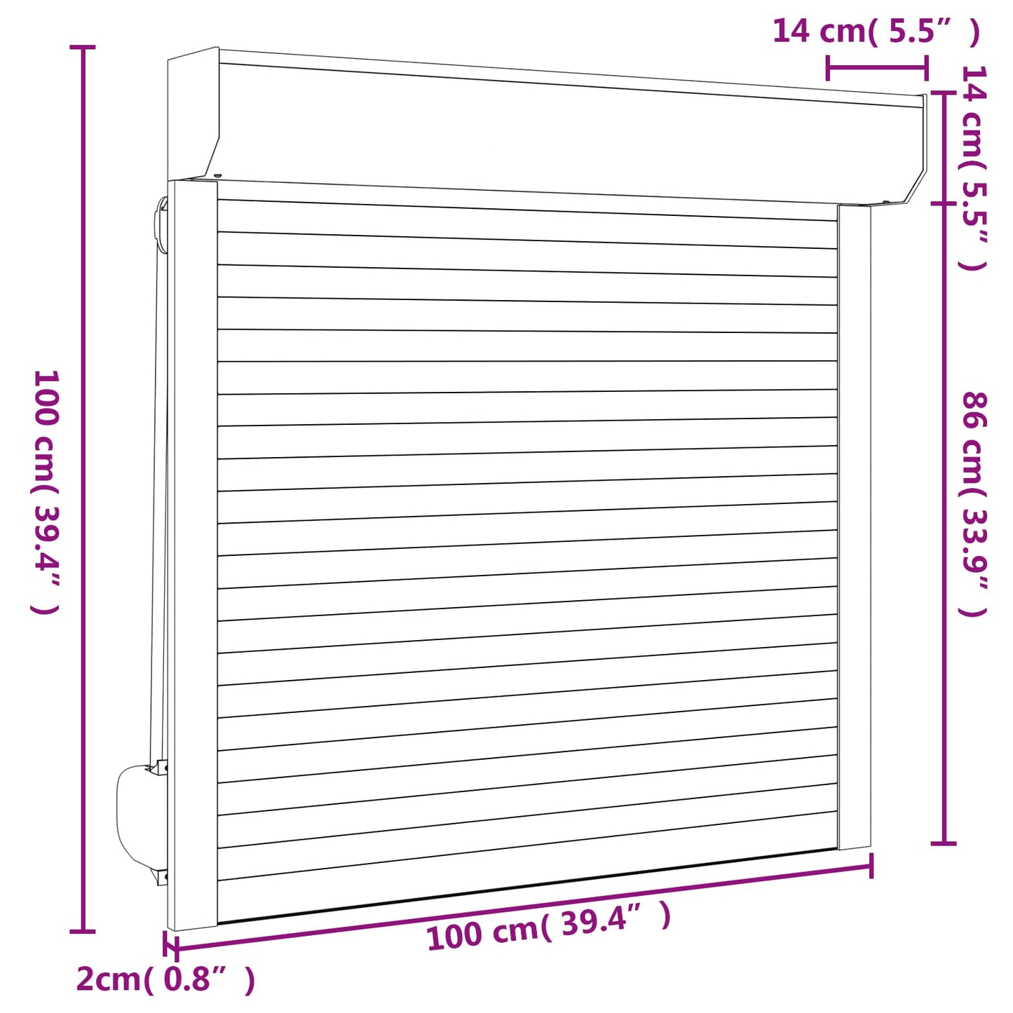 Roljaloezie Antraciet 100 x 100 cm Aluminium en Polyurethaan