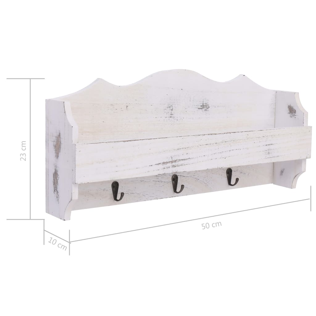 Wandkapstok Hout 50x10x23 cm Wit