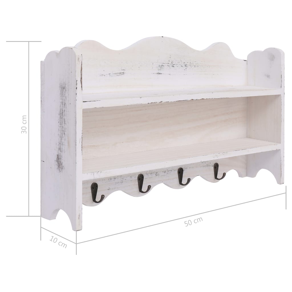 Wandkapstok Hout 50x10x30 cm Wit