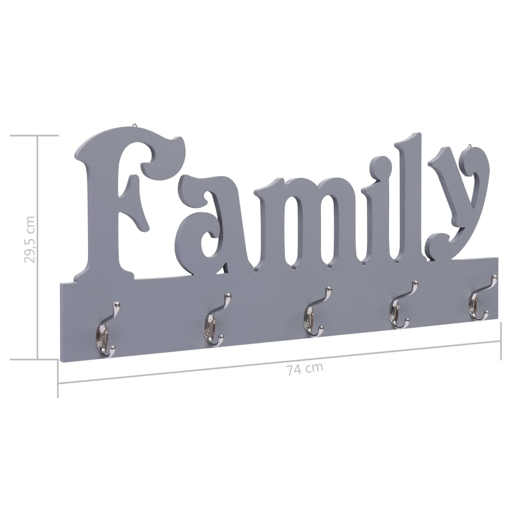 Wandkapstok Family 74X29,5 Cm Grijs Grijs (family)