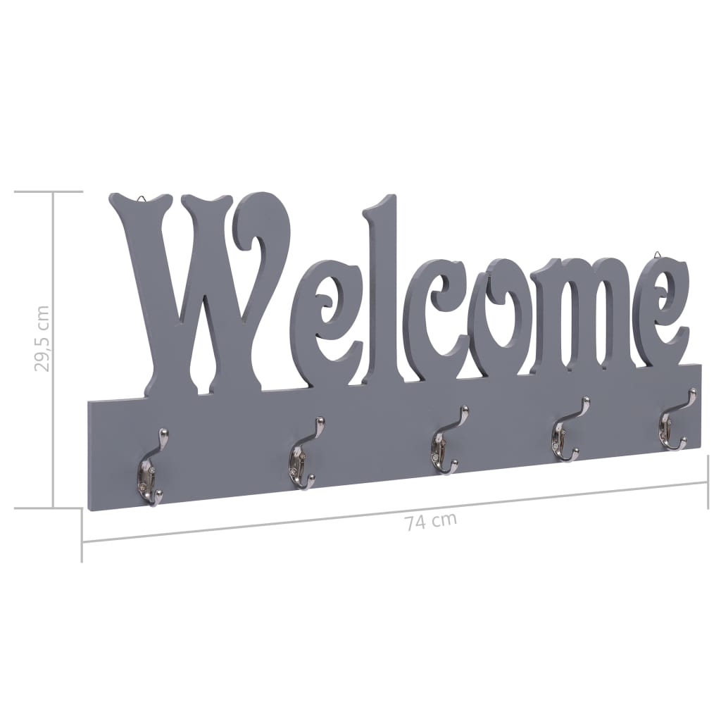 Wandkapstok Welcome 74X29,5 Cm Grijs Grijs (welcome)