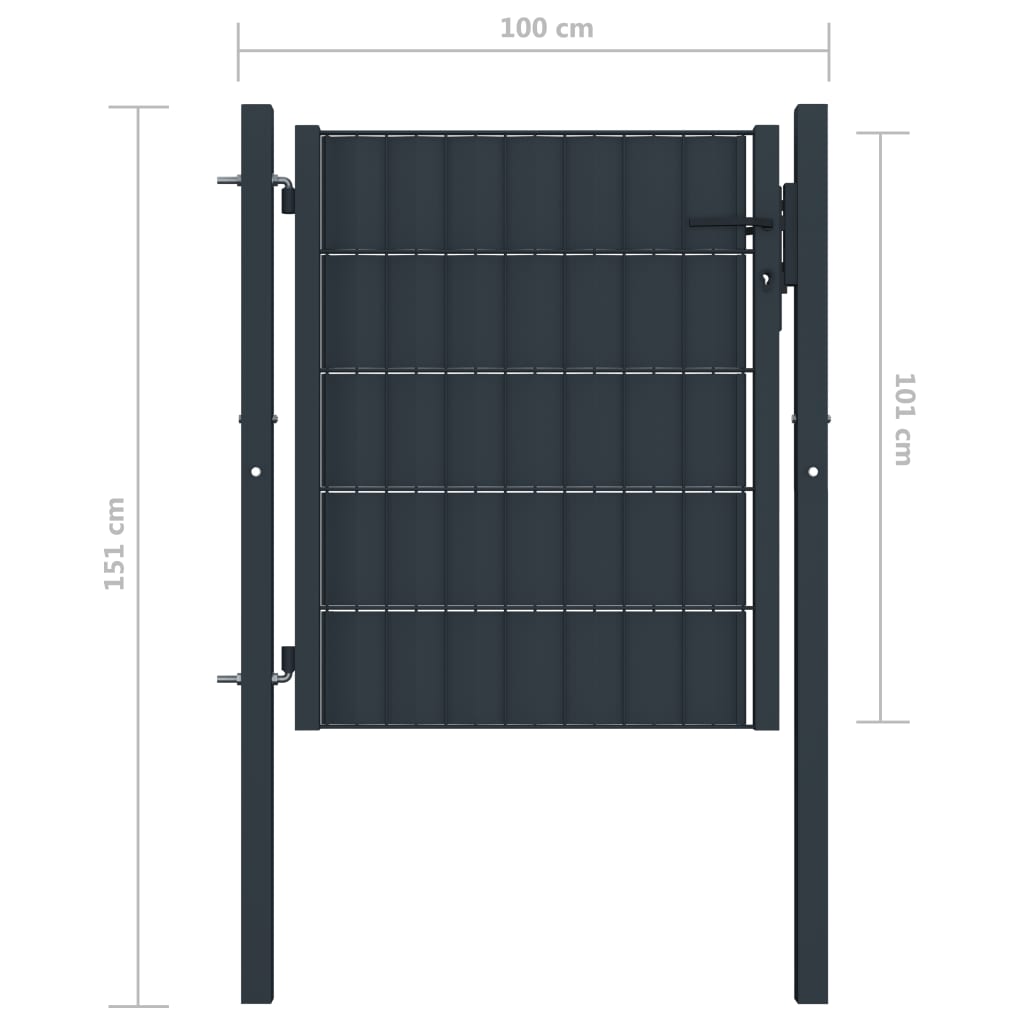 Poort 100x101 cm PVC en staal antracietkleurig 100 x 101 cm Antraciet
