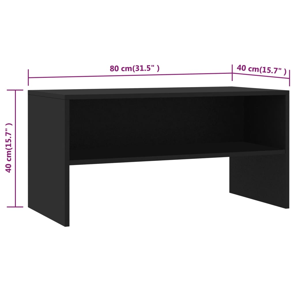 Tv-meubel 80x40x40 cm bewerkt hout zwart Zwart
