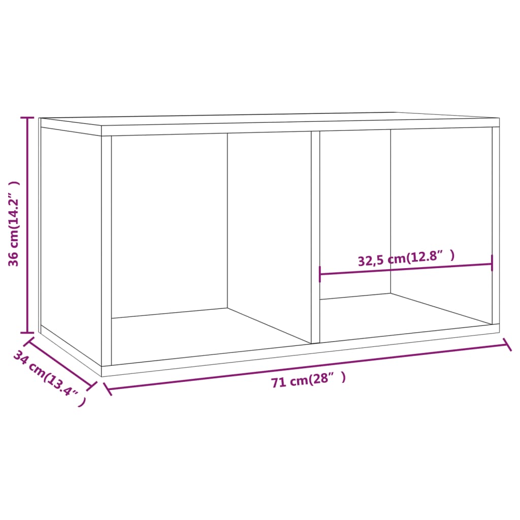 Opbergbox Voor Lp's 7X34X36 Cm Bewerkt Hout Zwart