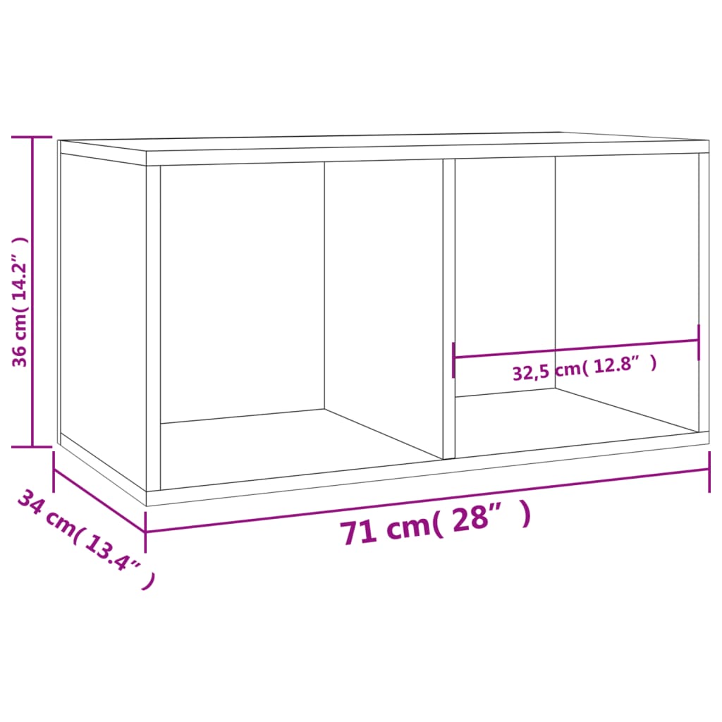 Opbergbox Voor Lp's 7X34X36 Cm Bewerkt Hout Betongrijs