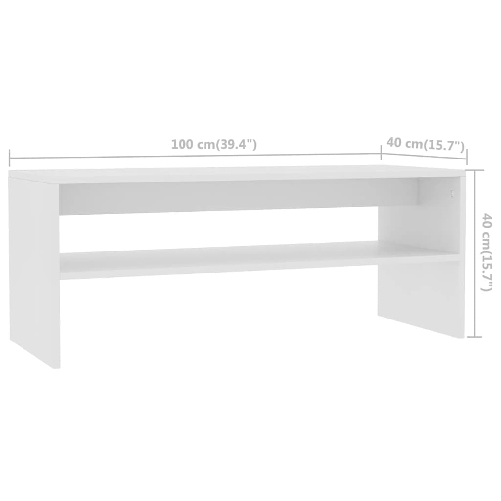 Salontafel 100X40X40 Cm Bewerkt Hout Wit