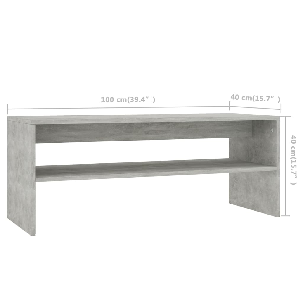 Salontafel 100x40x40 cm bewerkt hout betongrijs