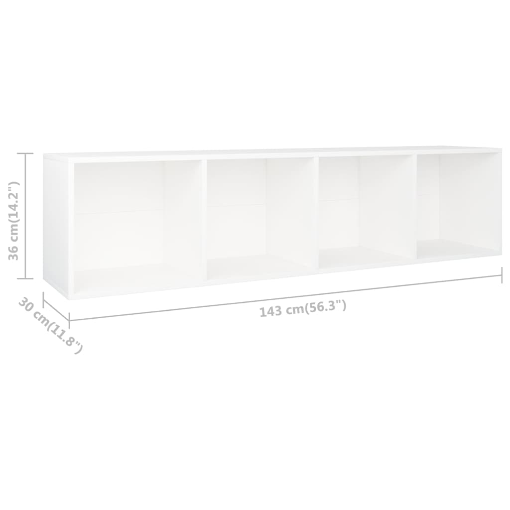 Boekenkast/Tv-Meubel Bewerkt Hout 36 x 30 x 143 cm Wit