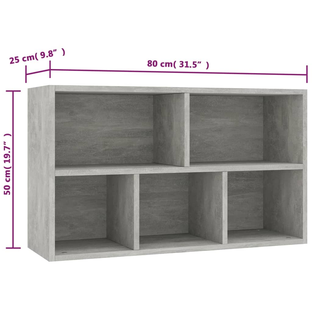 Boekenkast/Dressoir 50X25X80 Cm Spaanplaat Betongrijs
