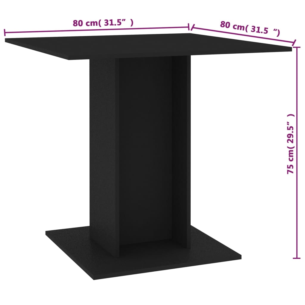 Eettafel 80X80X75 Cm Spaanplaat Zwart