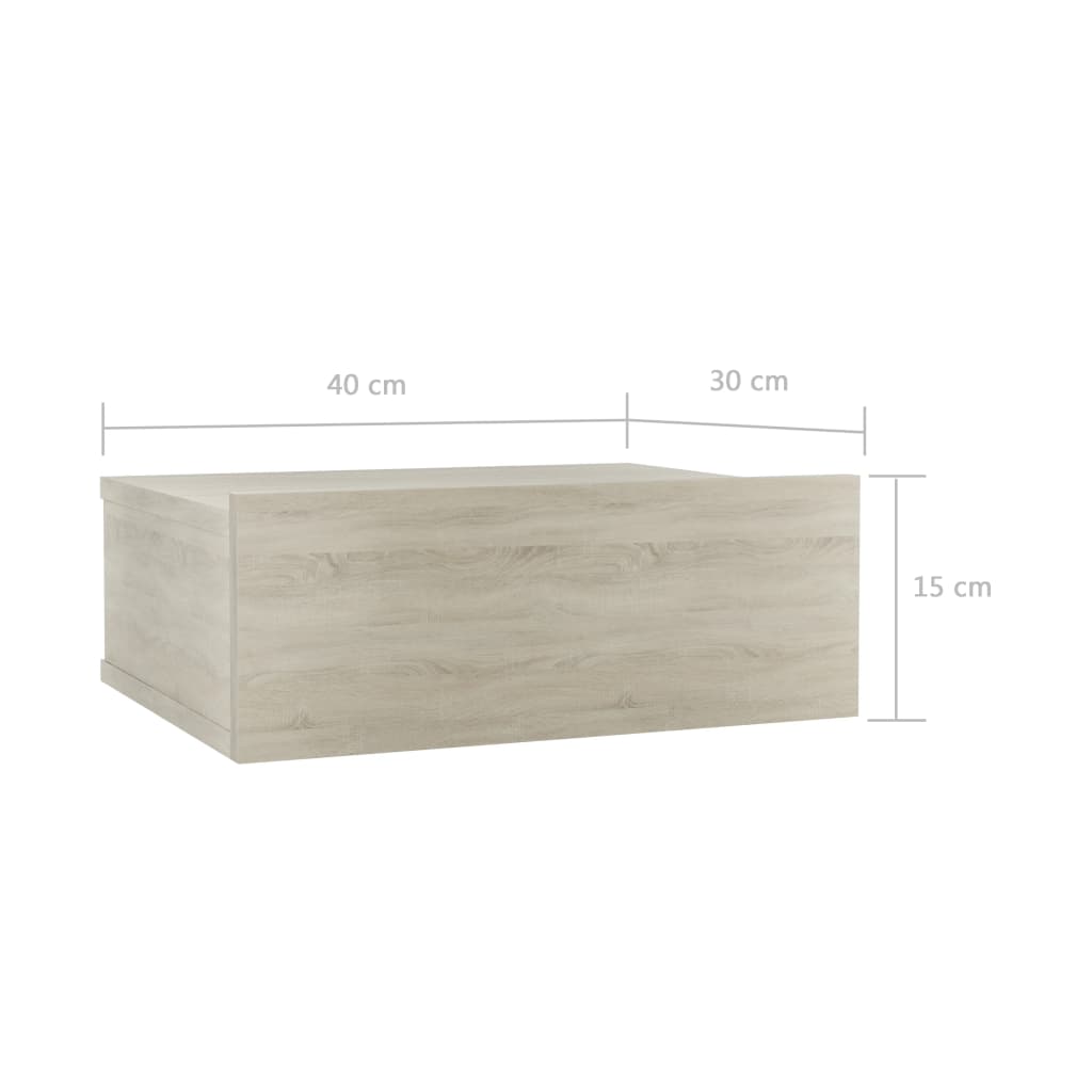 Nachtkastje zwevend 40x30x15cm bewerkt hout sonoma eikenkleurig Sonoma eiken