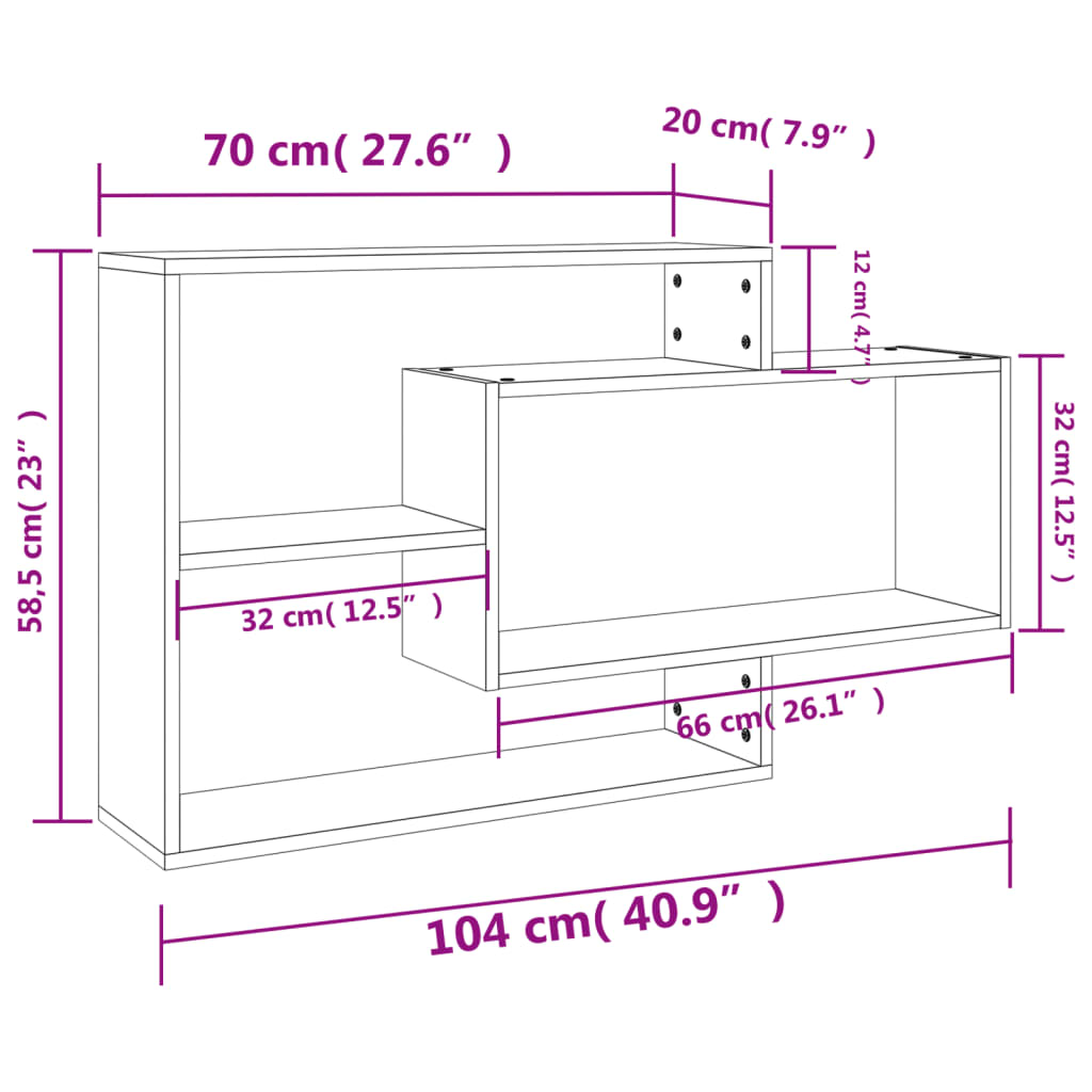Wandschappen 104x20x58,5 cm bewerkt hout betongrijs Betongrijs
