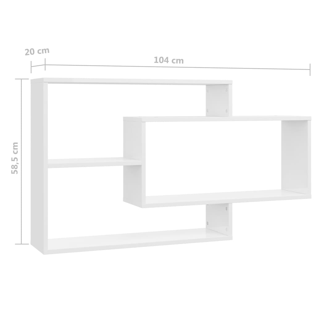 Wandschappen 104x20x58,5 cm bewerkt hout hoogglans wit Hoogglans wit