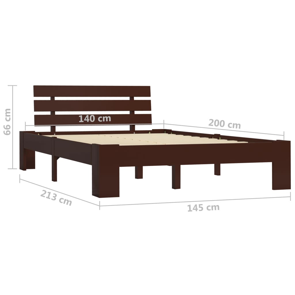 Bedframe Massief Grenenhout 140 x 200 cm Donkerbruin