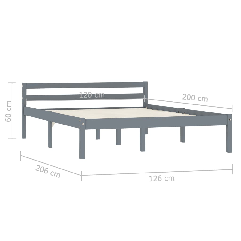 Bedframe Massief Grenenhout 120 x 200 cm Grijs