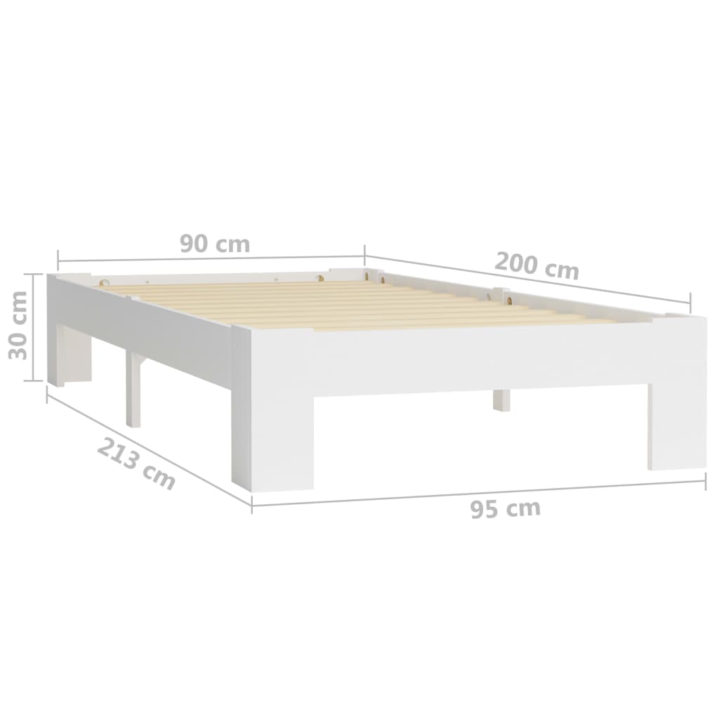 Bedframe Massief Grenenhout 90 x 200 cm Wit