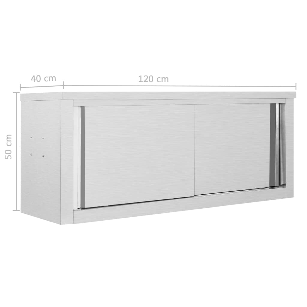 Keukenwandkast Met Schuifdeuren Roestvrij Staal 120 x 40 x 50 cm